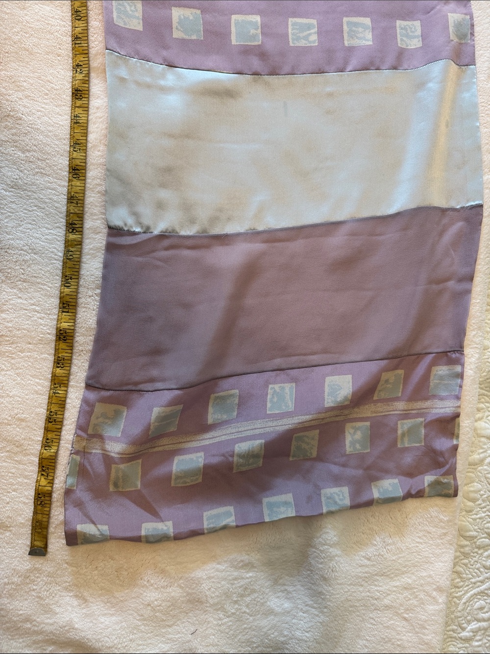 Baby blue and lavender silk scarf